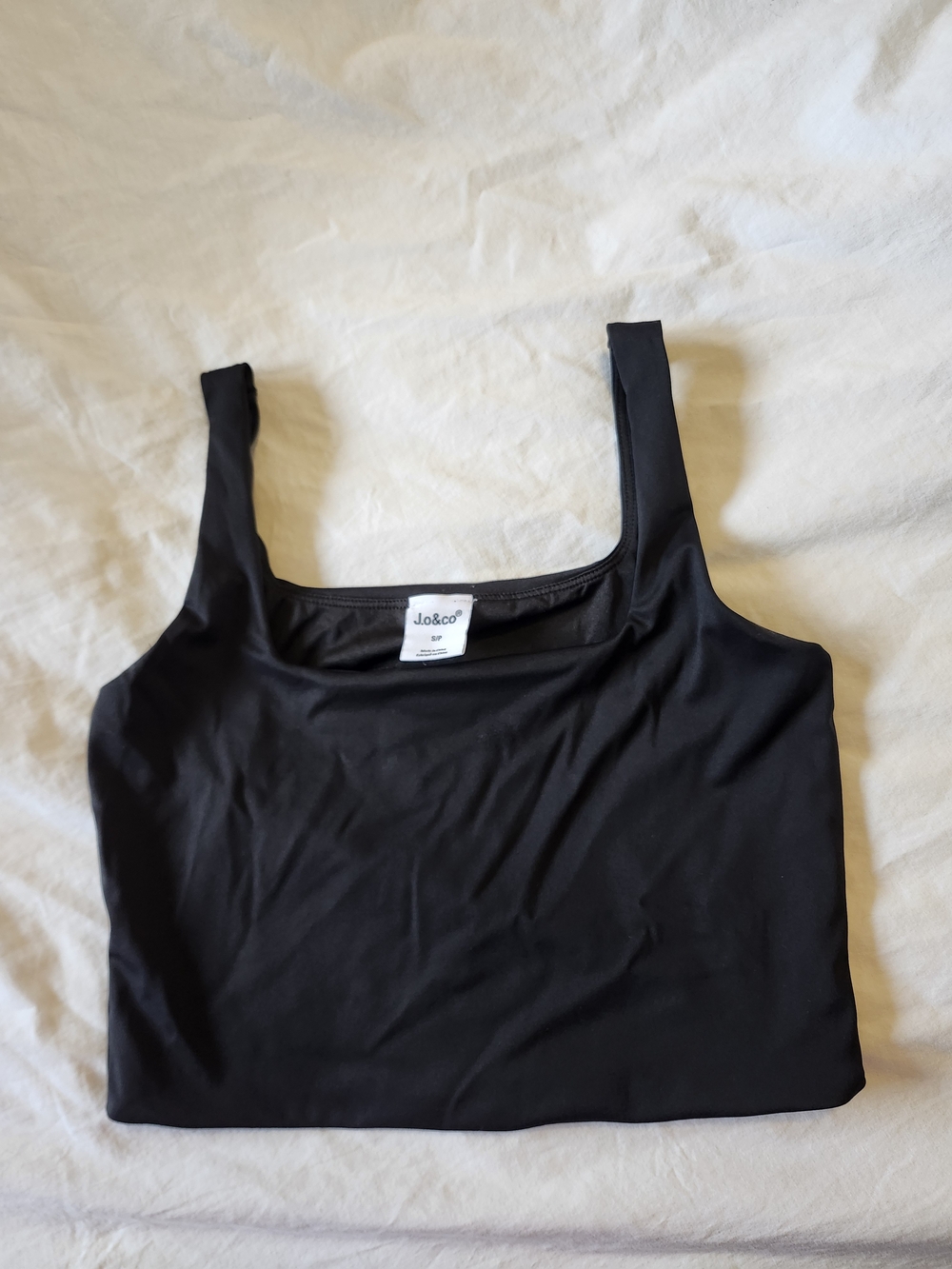 Jo & Co Black Square-Neck Cropped Tank Top